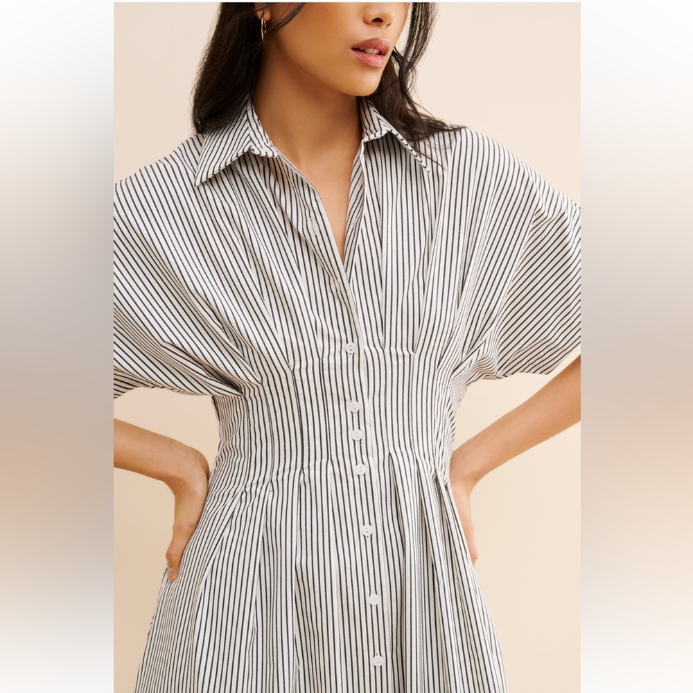 Tobie Button-Front Pleated Midi Shirt Dress by Anthropologie - Picture 4 of 7